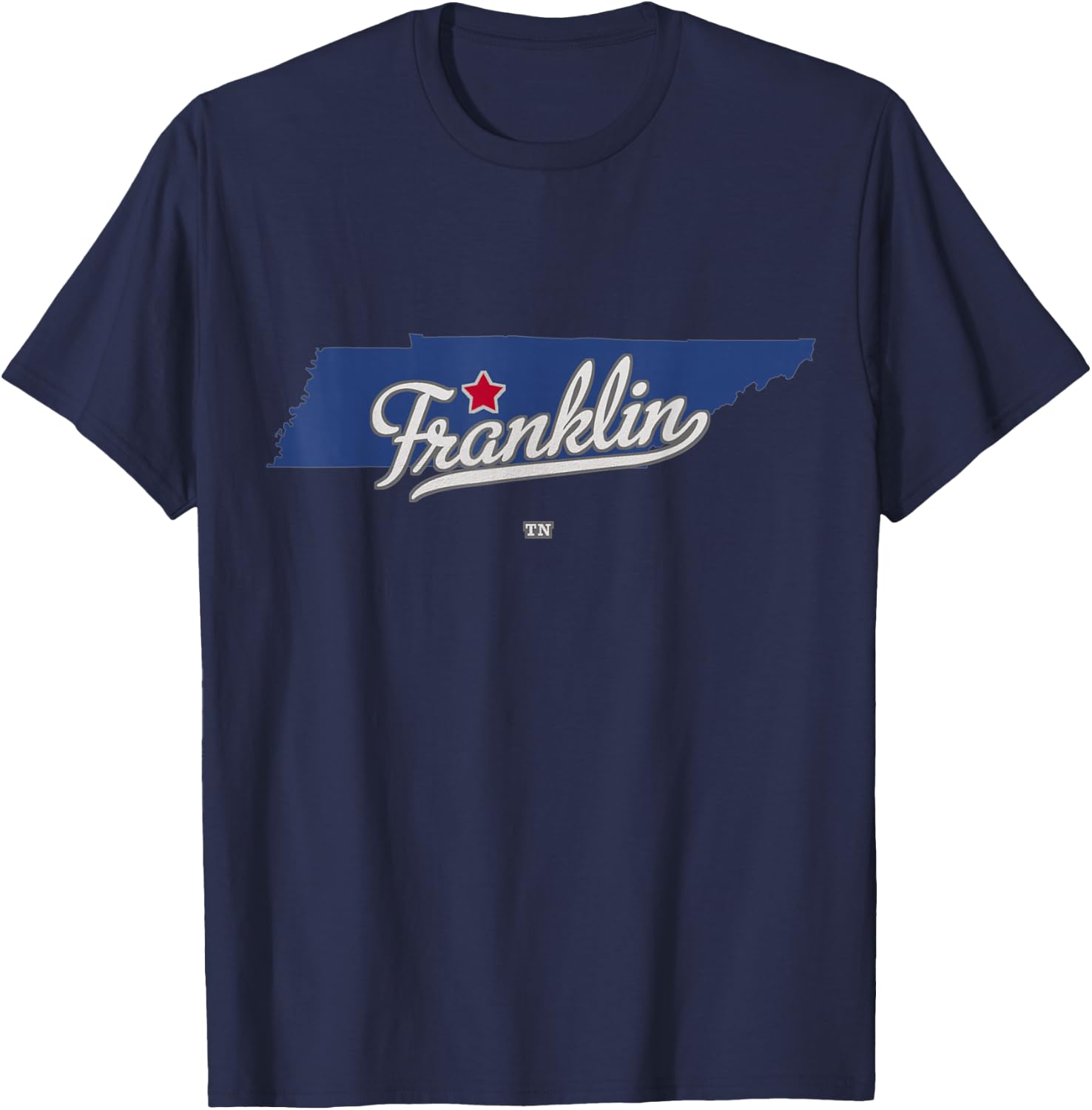 Franklin Tennessee TN Map T-Shirt - T-Shirt | Navy