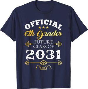 Official 6th Grader Future Class Of 2031 Decor First Day T-Shirt - T-Shirt | Navy