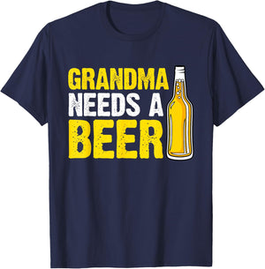 Funny Grandma Needs Retro Beer Drinking Mama Mother's Day T-Shirt - T-Shirt | Navy