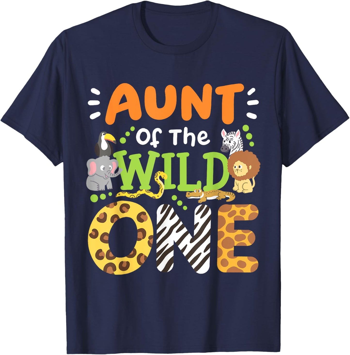Aunt Of The Wild One Kids Boys Safari Zoo Birthday Family T-Shirt - T-Shirt | Navy