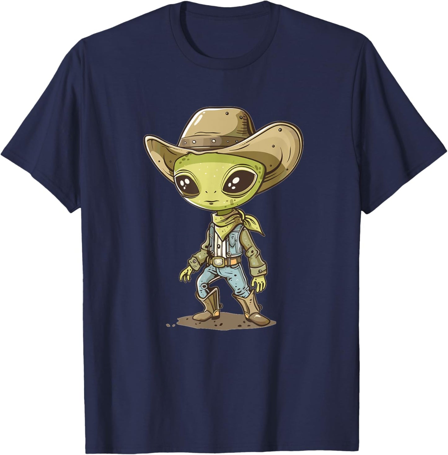 Cute Alien Cowboy T-Shirt - T-Shirt | Navy