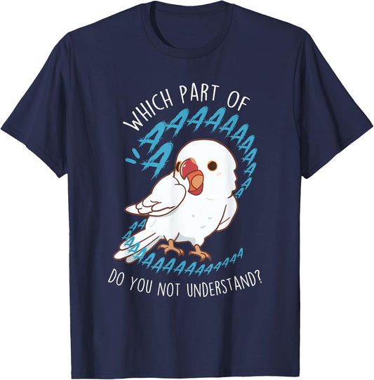 White Indian Ringneck Parrot Aaa Funny Cute Pet Albino Bird T-Shirt - T-Shirt | Navy