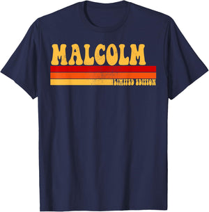 MALCOLM Name Personalized Idea Men Retro Vintage MALCOLM T-Shirt - T-Shirt | Navy
