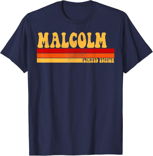 MALCOLM Name Personalized Idea Men Retro Vintage MALCOLM T-Shirt - T-Shirt | Navy