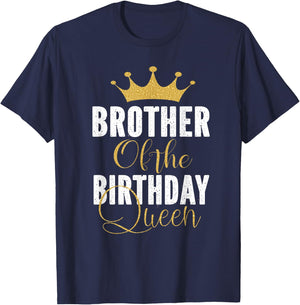Brother Of The Birthday Queen Girls Bday Party Gift T-Shirt - T-Shirt | Navy