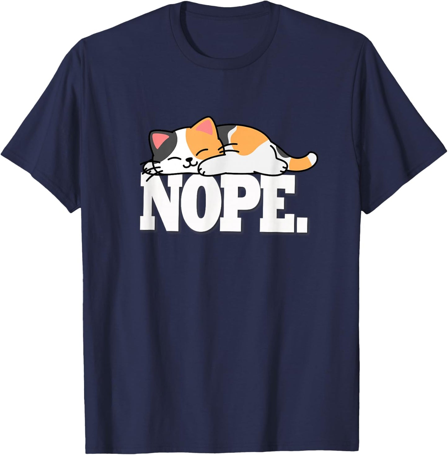 Kawaii Kids Girls NOPE Calico Cat Lover T-Shirt - T-Shirt | Navy