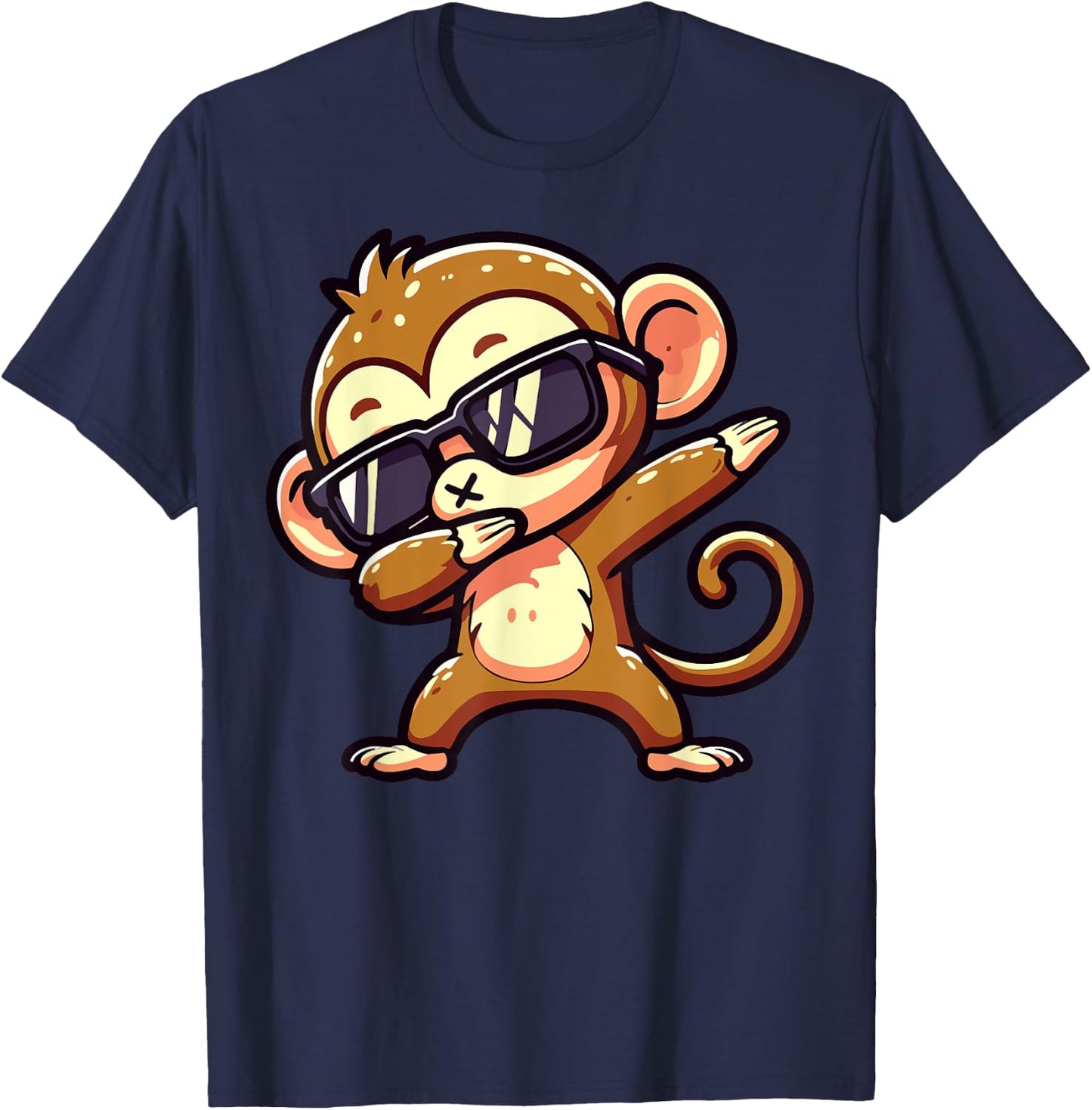 Dabbing Monkey Sunglasses Animal Dab Dance T-Shirt - T-Shirt | Navy