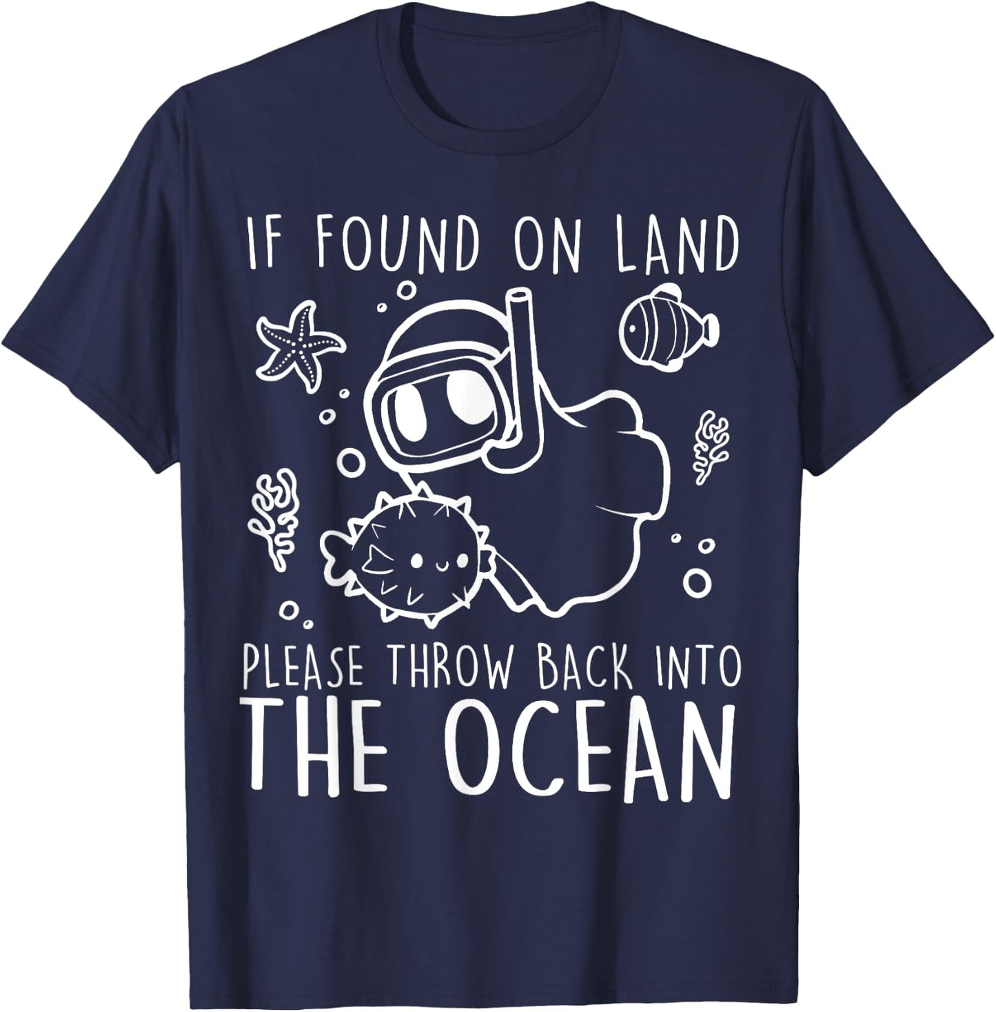 Halloween Boo Ghost Diver Scuba Diving Throw Back To Ocean T-Shirt - T-Shirt | Navy
