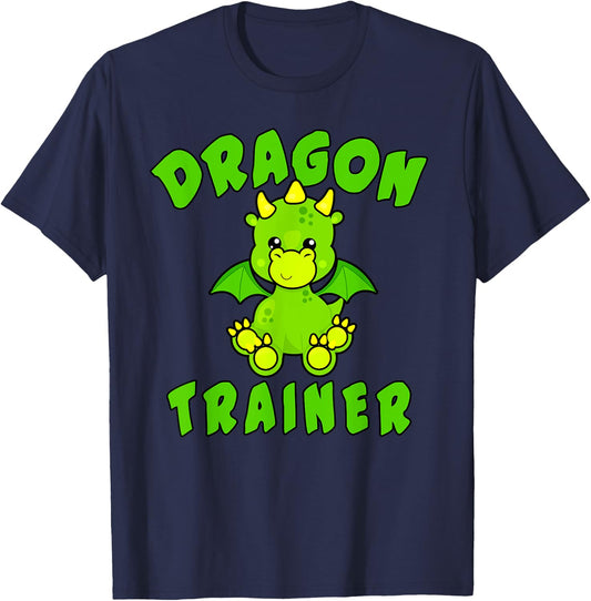 DRAGON Trainer with Cute Green Tiny Dragon Baby T-Shirt - T-Shirt | Navy