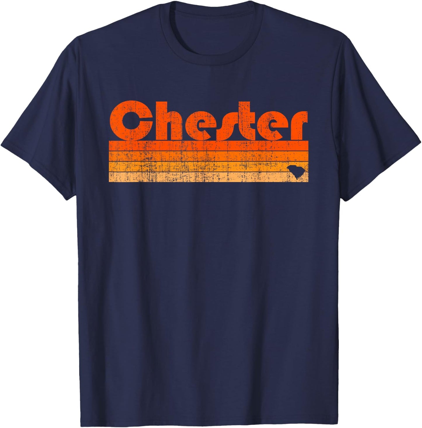 Chester, SC Retro 80s Style T-Shirt - T-Shirt | Navy