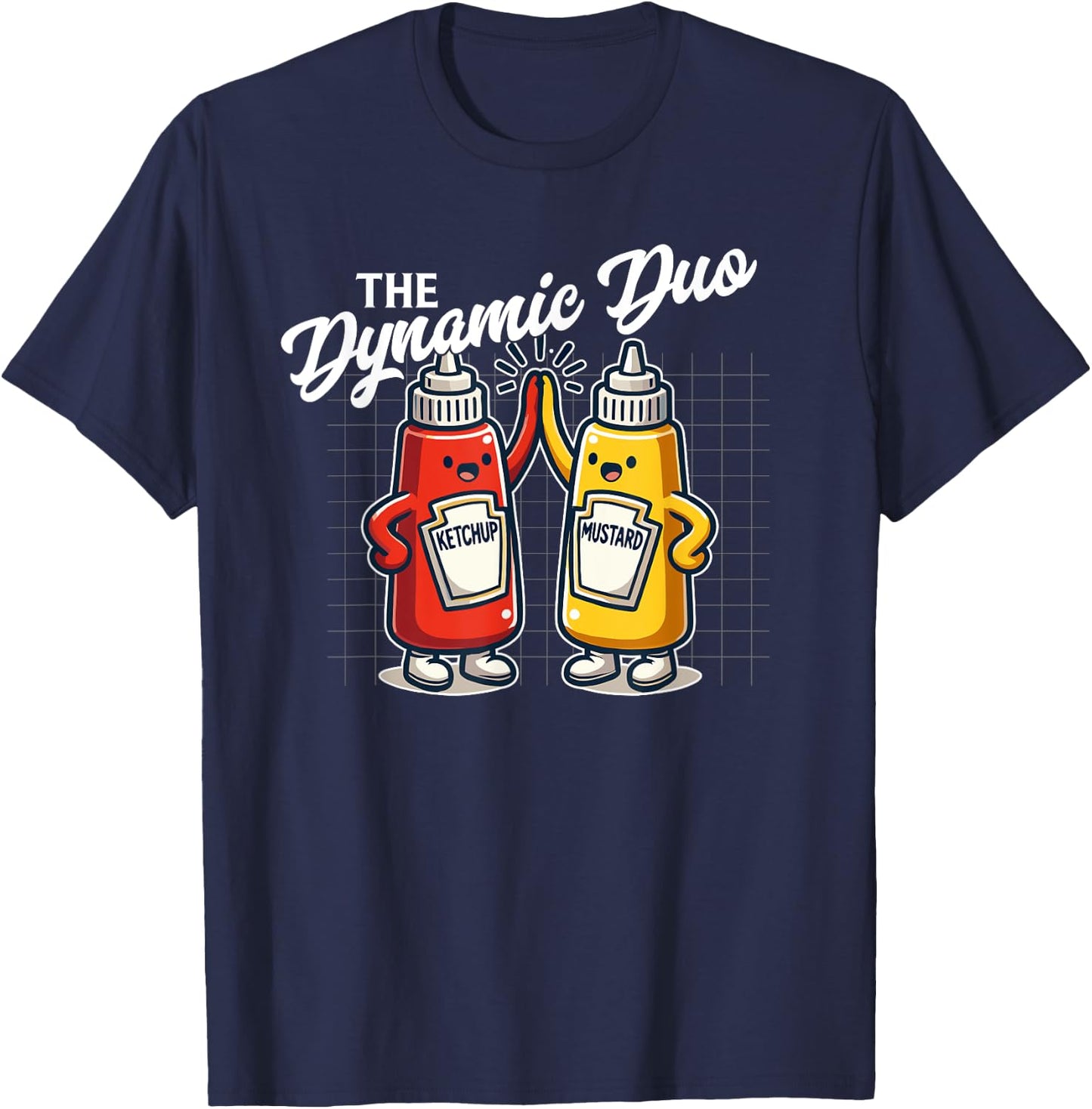 Ketchup Mustard Dynamic Duo Best Friends Funny Condiment T-Shirt - T-Shirt | Navy