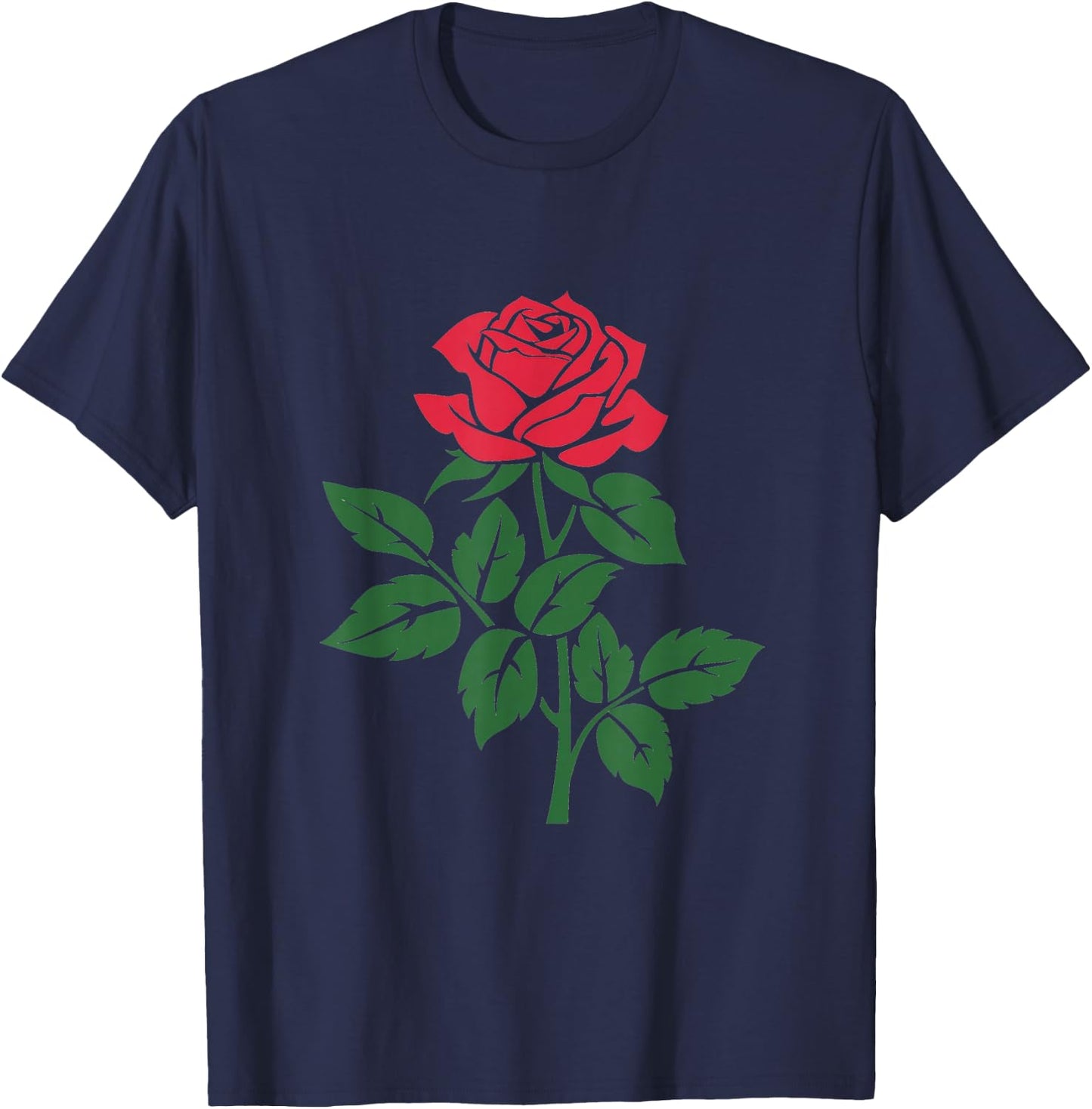 Rose Flower Floral Romantic Love Valentines Day Graphic T-Shirt - T-Shirt | Navy