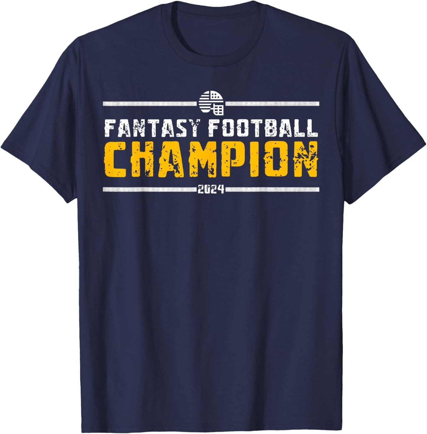 Fantasy League Champ 2024 Winner Fantasy Football Champion , Small, Black T-Shirt - T-Shirt | Navy