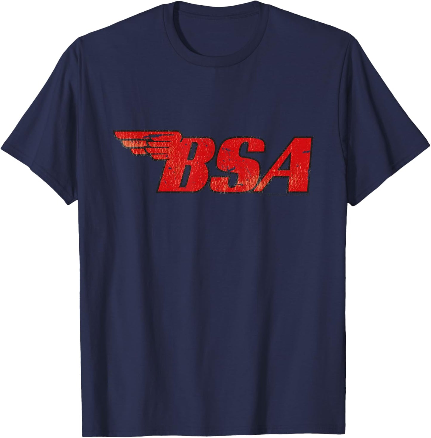 BSA Motorcycle Logo Distressed Effect Father's Day T-Shirt - T-Shirt | Navy