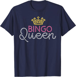 Funny Bingo Queen Casino Players Gambler Lucky Women Gift Small T-Shirt - T-Shirt | Navy