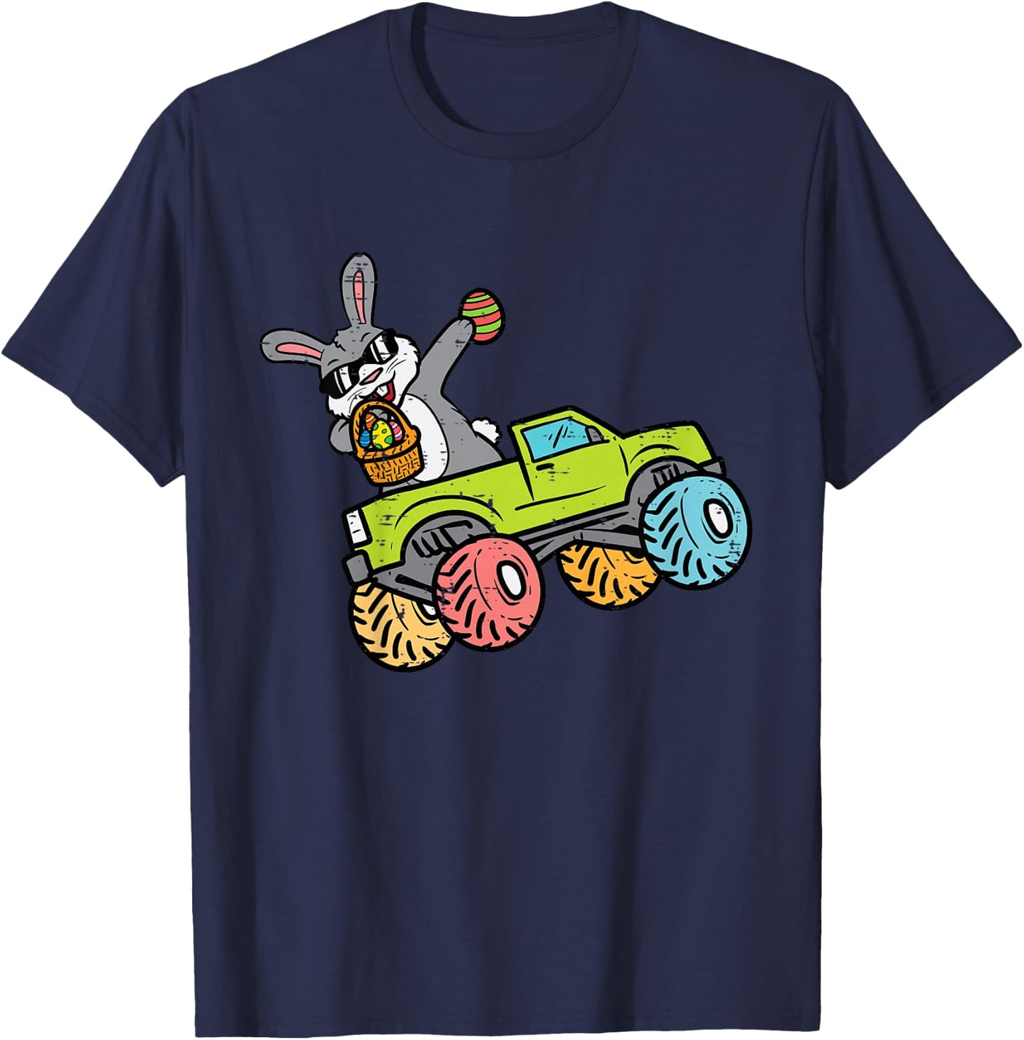 Kids Easter Bunny Dab On Monster Truck Rabbit Toddler Boys Kids T-Shirt - T-Shirt | Navy