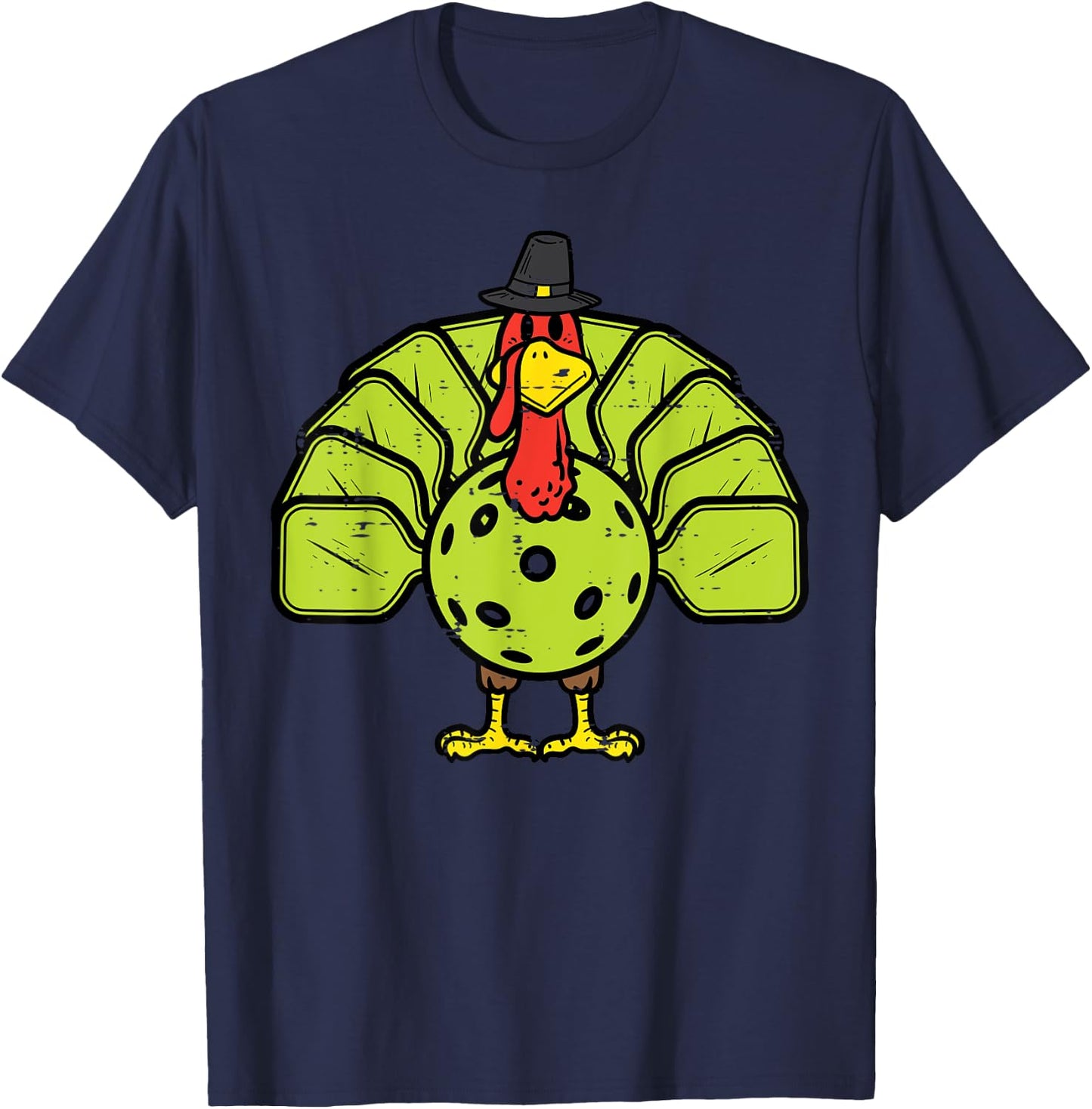 Thanksgiving Turkey Pickleball Pickle Ball Men Women Kids T-Shirt - T-Shirt | Navy