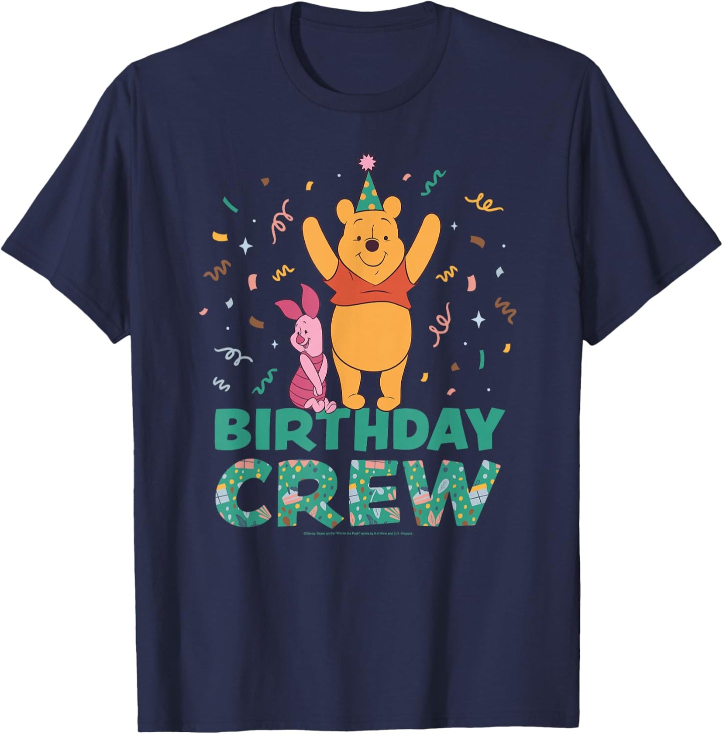 Disney Winnie the Pooh & Piglet Birthday Crew Party Matching T-Shirt - T-Shirt | Navy