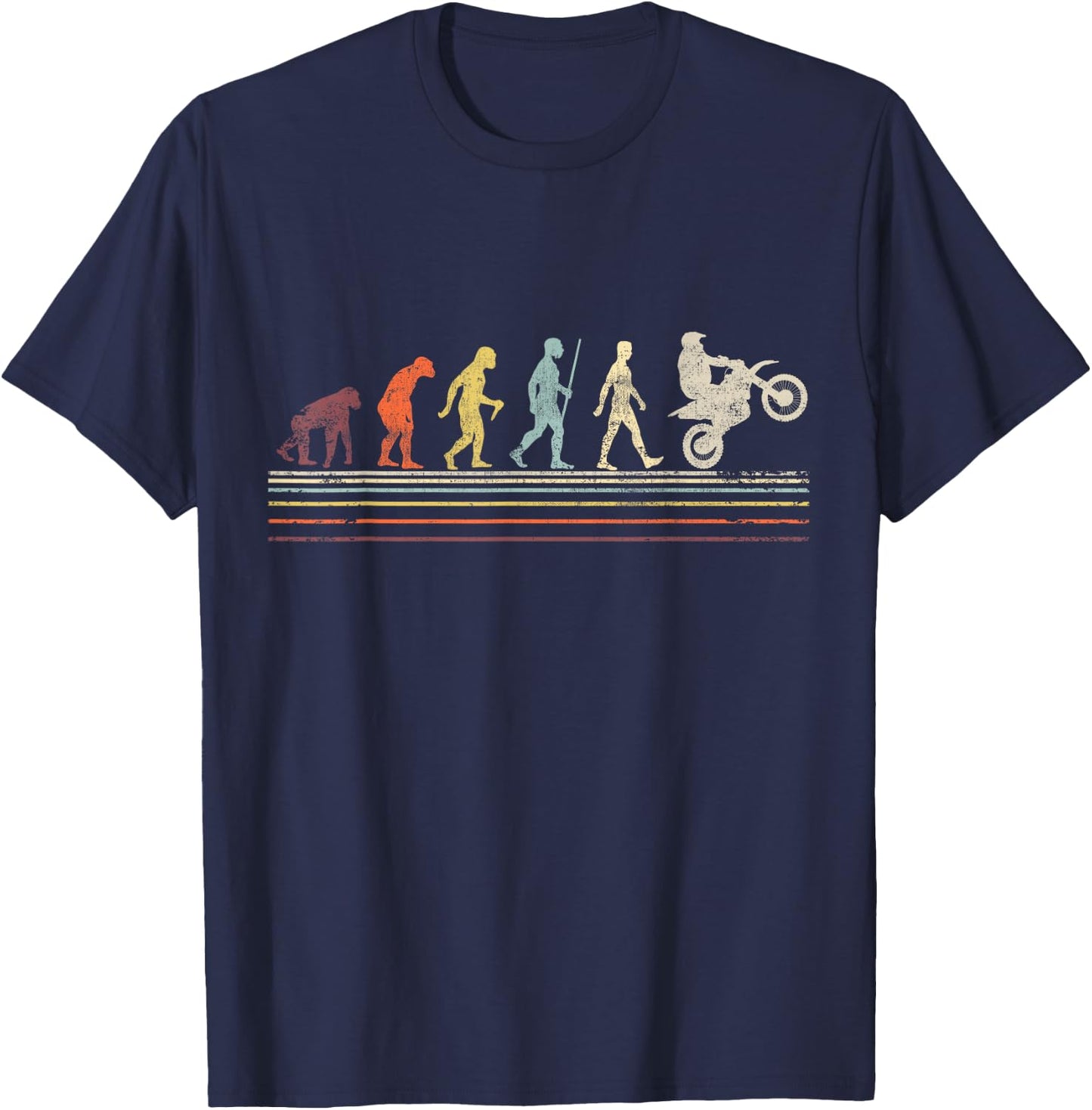 Vintage Retro Evolution Of Motocross Dirt Bike Rider T-Shirt - T-Shirt | Navy