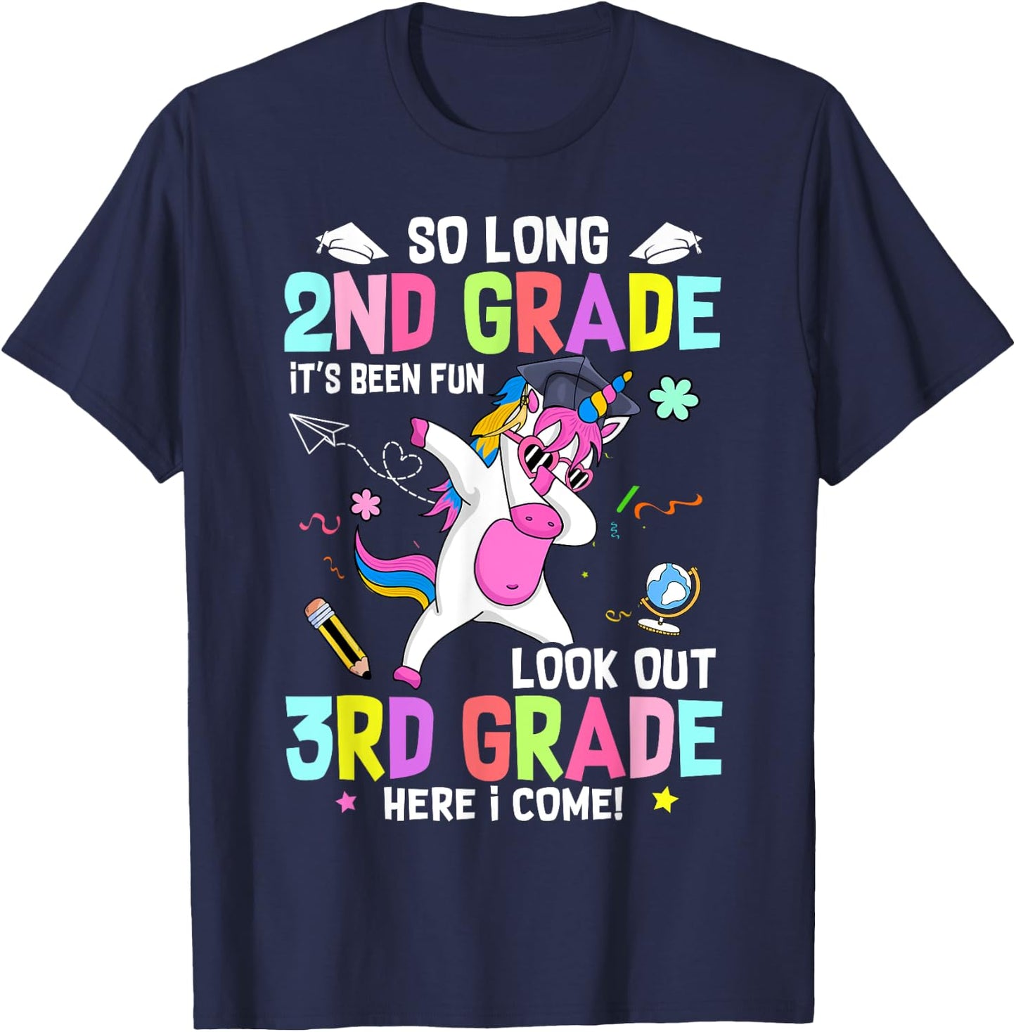 So Long 2nd Grade It's Been Fun Look Out 3rd Grade Unicorn T-Shirt - T-Shirt | Navy