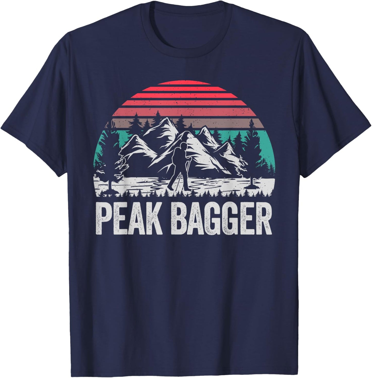 Retro peak bagger, peak bagging, hiking T-Shirt - T-Shirt | Navy
