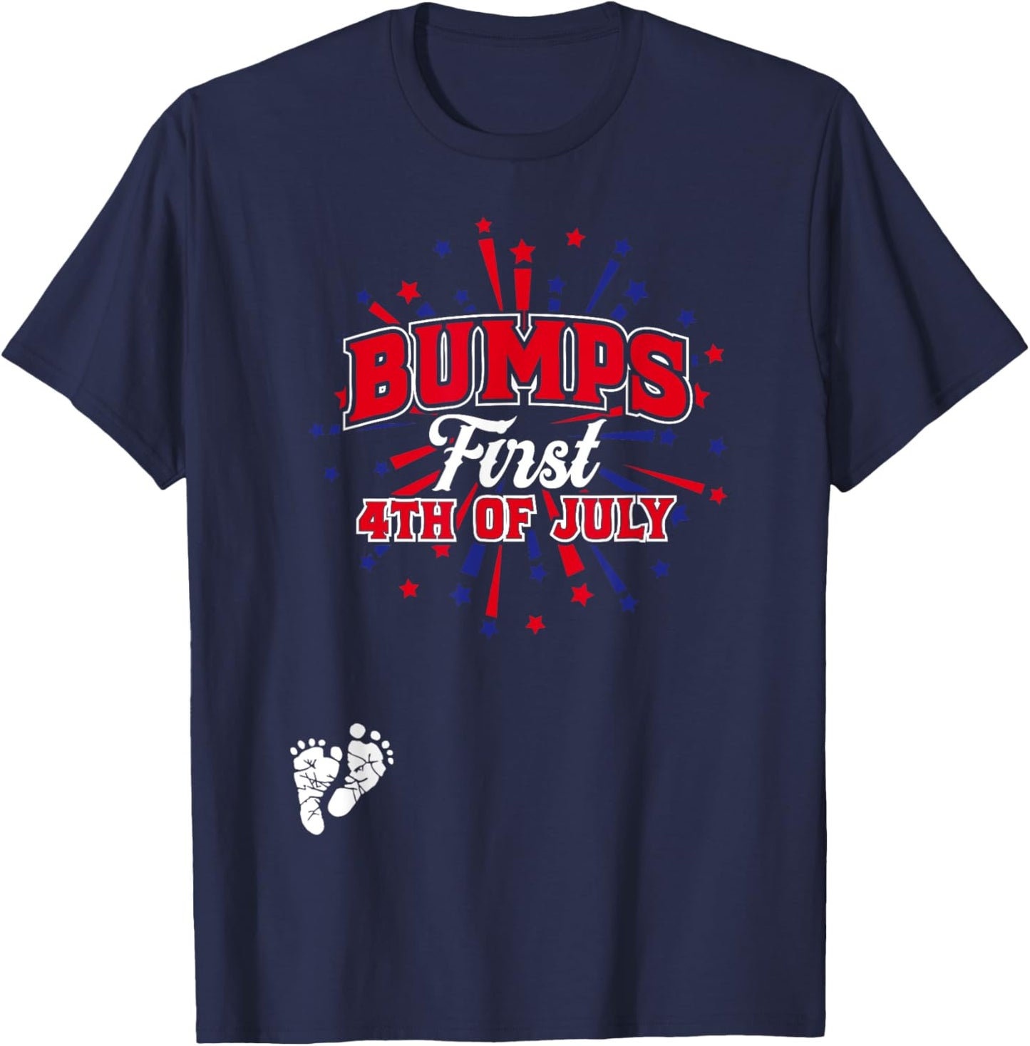 Bumps First 4th of July T Shirt Funny Pregnancy Announcement T-Shirt - T-Shirt | Navy
