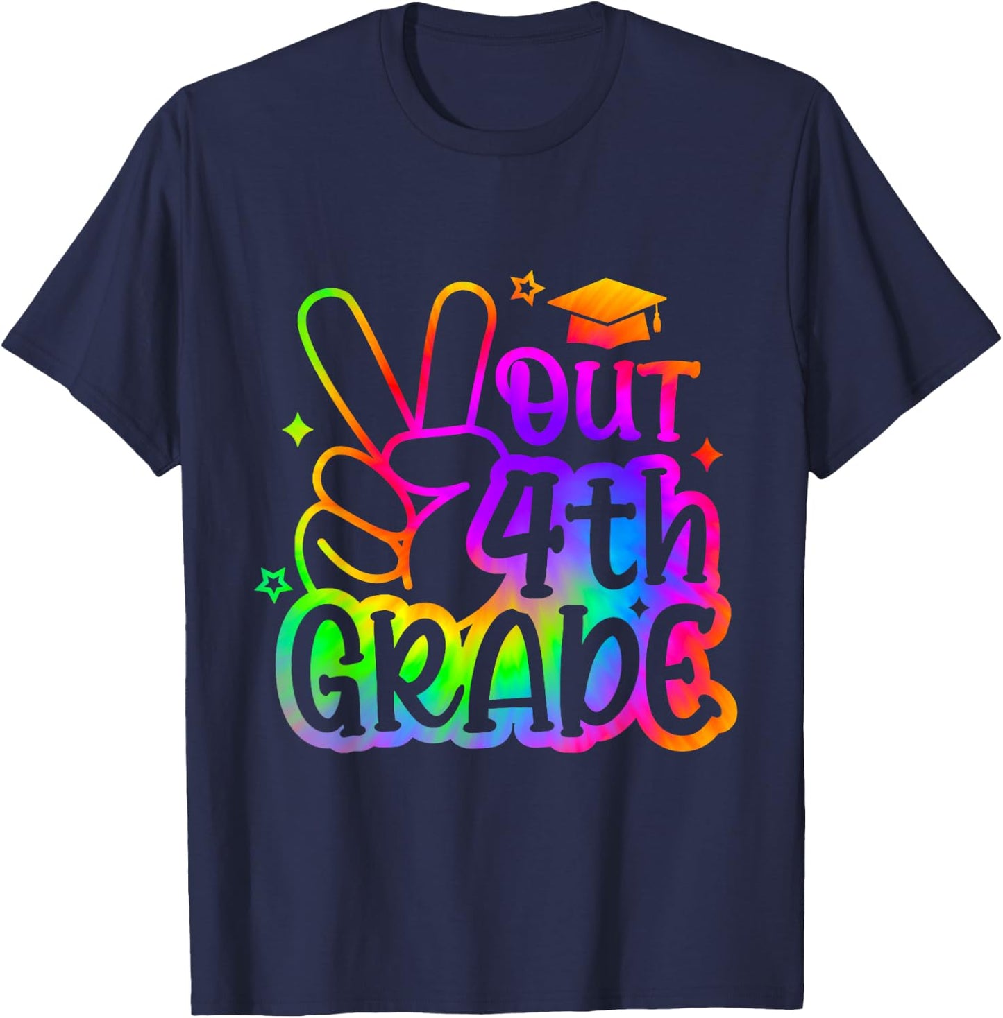 Peace Out 4th Grade Tie dye Last Day School 2025 T-Shirt - T-Shirt | Navy