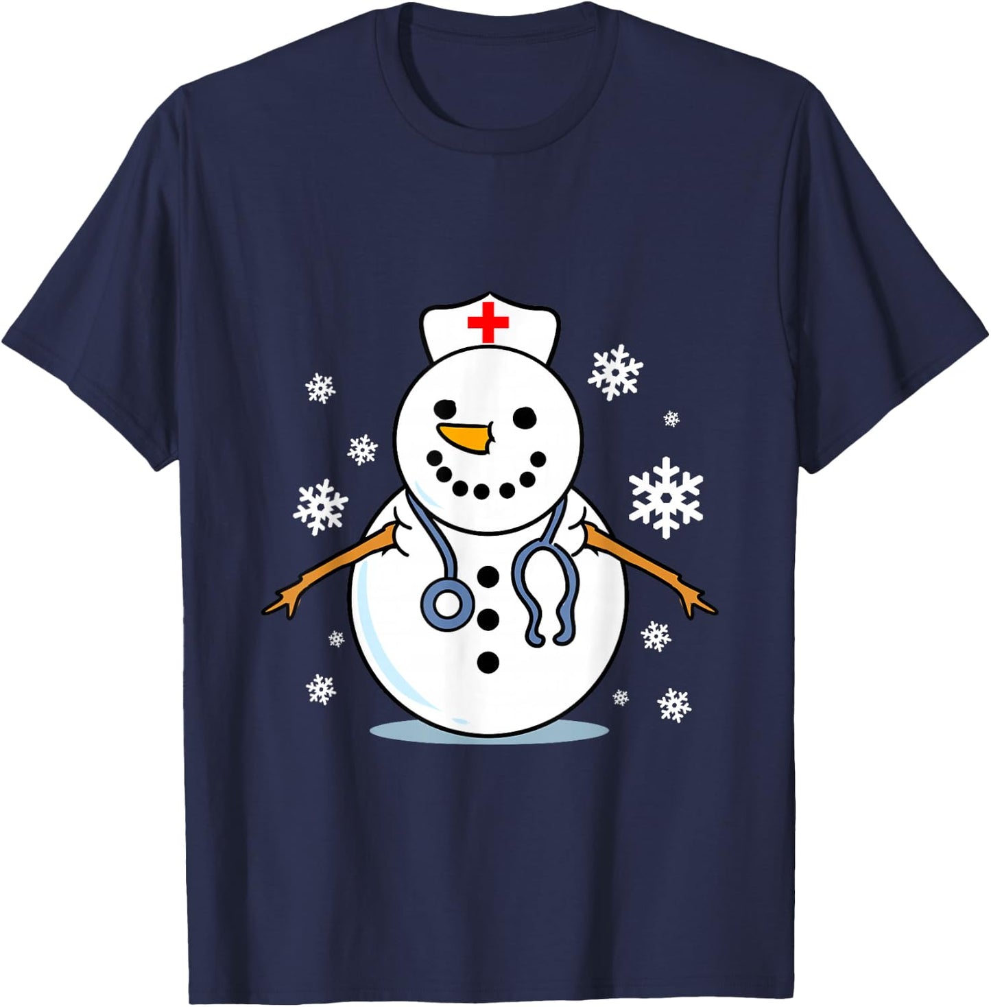 Nurse Snowman Christmas T-Shirt - T-Shirt | Navy