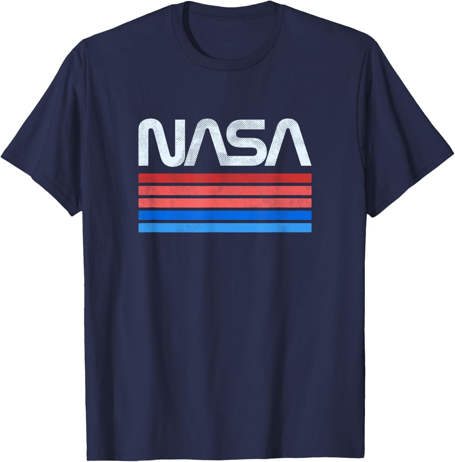 60s 70s Vintage Retro NASA Worm Logo Vintage NASA Gift , Small, Black T-Shirt - T-Shirt | Navy