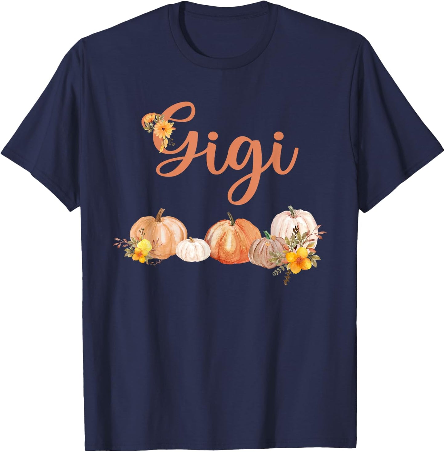 Gigi of Little Pumpkin First Birthday Autumn Pumpkin T-Shirt - T-Shirt | Navy
