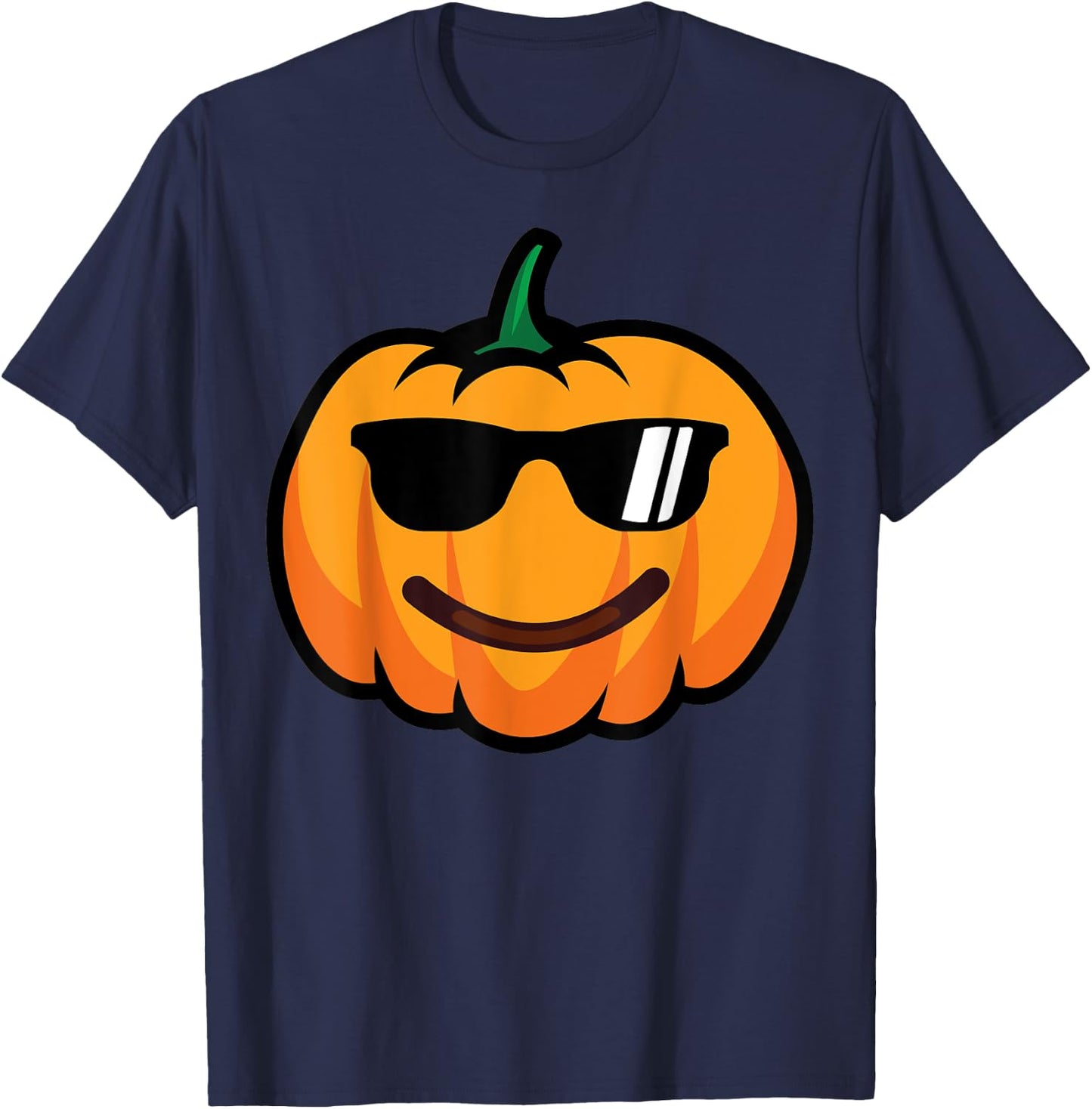 Halloween Pumpkin Smile Face Sunglasses Costume Funny T-Shirt - T-Shirt | Navy