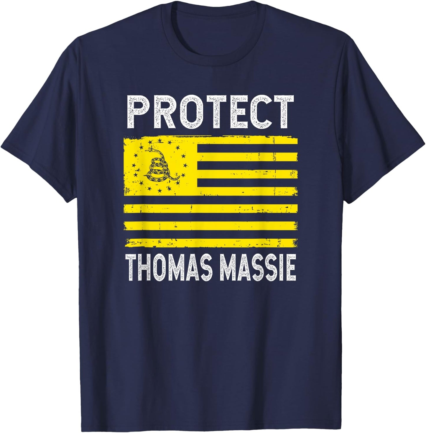 Protect Thomas Massie Gadsden Flag Libertarian T-Shirt - T-Shirt | Navy
