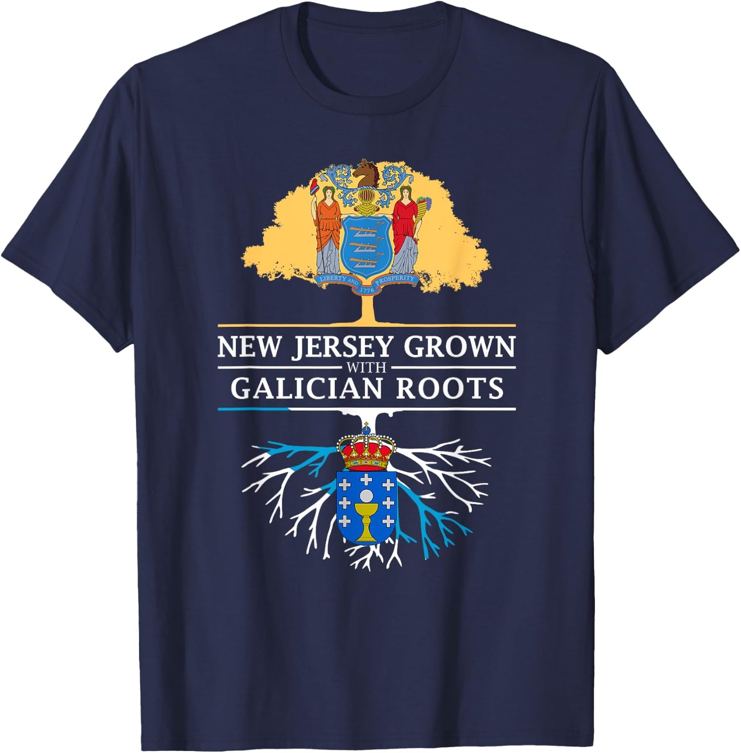 New Jersey Grown with Galician Roots - Galicia T-Shirt - T-Shirt | Navy