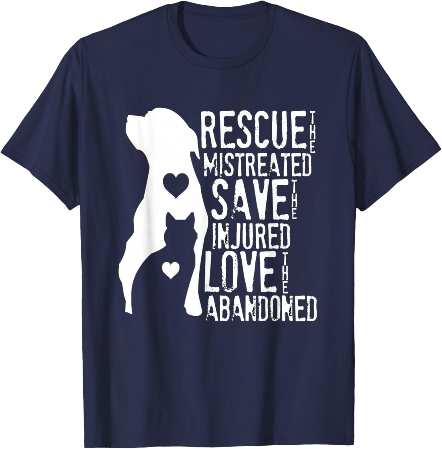 Rescue, Save, Love: Animal Rescue, Dog Lover Cat Lover Shirt Men Women Girls Kids T-Shirt - T-Shirt | Navy