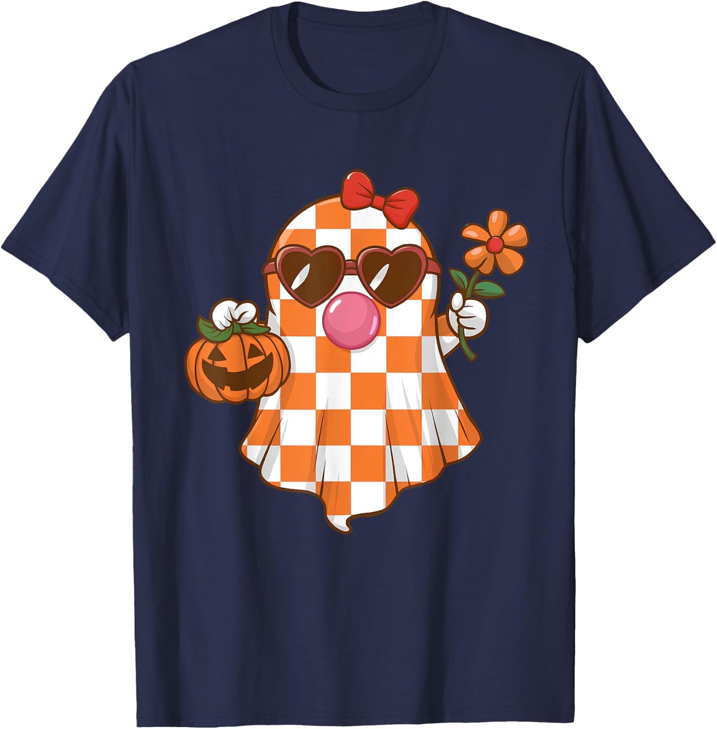 Cute Ghost Blowing Bubble Halloween Bougie Costume Girls Kid T-Shirt - T-Shirt | Navy