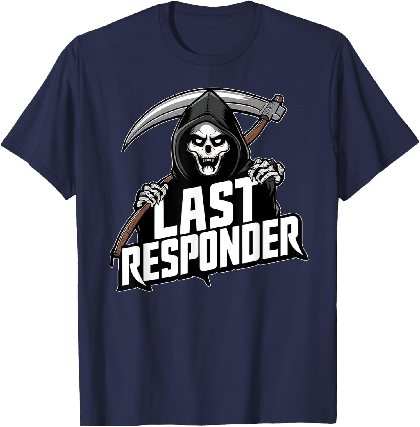 Grim Reaper Funny Dark Meme Mortician Last Responder Vintage T-Shirt - T-Shirt | Navy