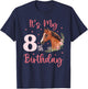 It's My 8th Birthday Girl Horse Lover 8 Years Old Bday T-Shirt - T-Shirt | Navy