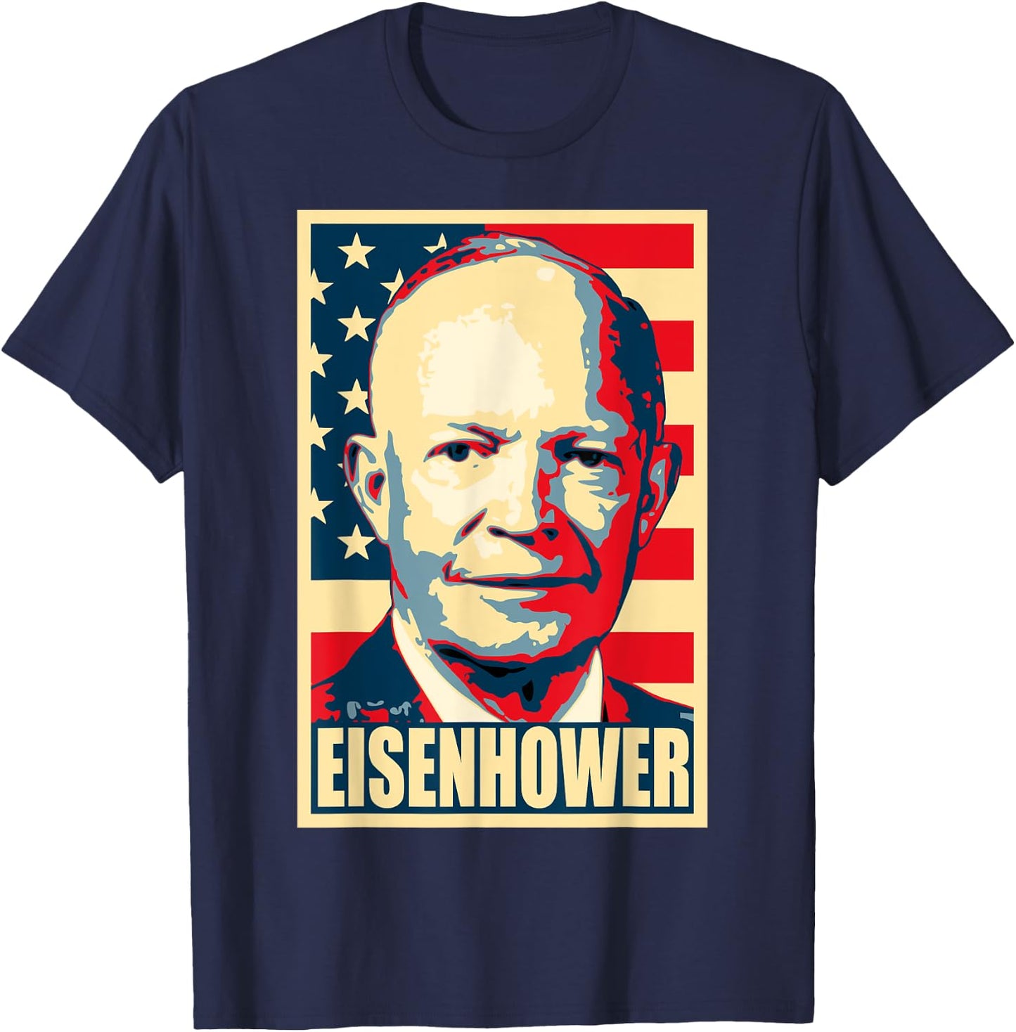 History And Politics Store Dwight D. Eisenhower Propaganda - Black - Small - Short Sleeve - Political Theme T-Shirt - T-Shirt | Navy