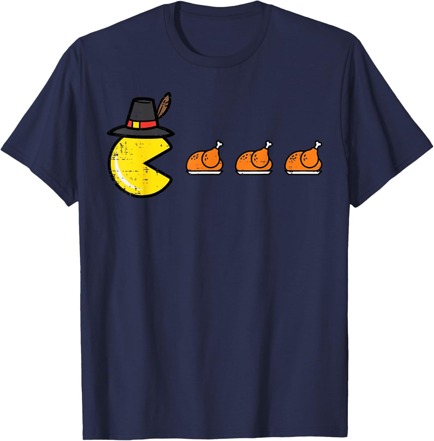 Thanksgiving Video Game Eating Turkey Gamer Men Women Kids T-Shirt - T-Shirt | Navy