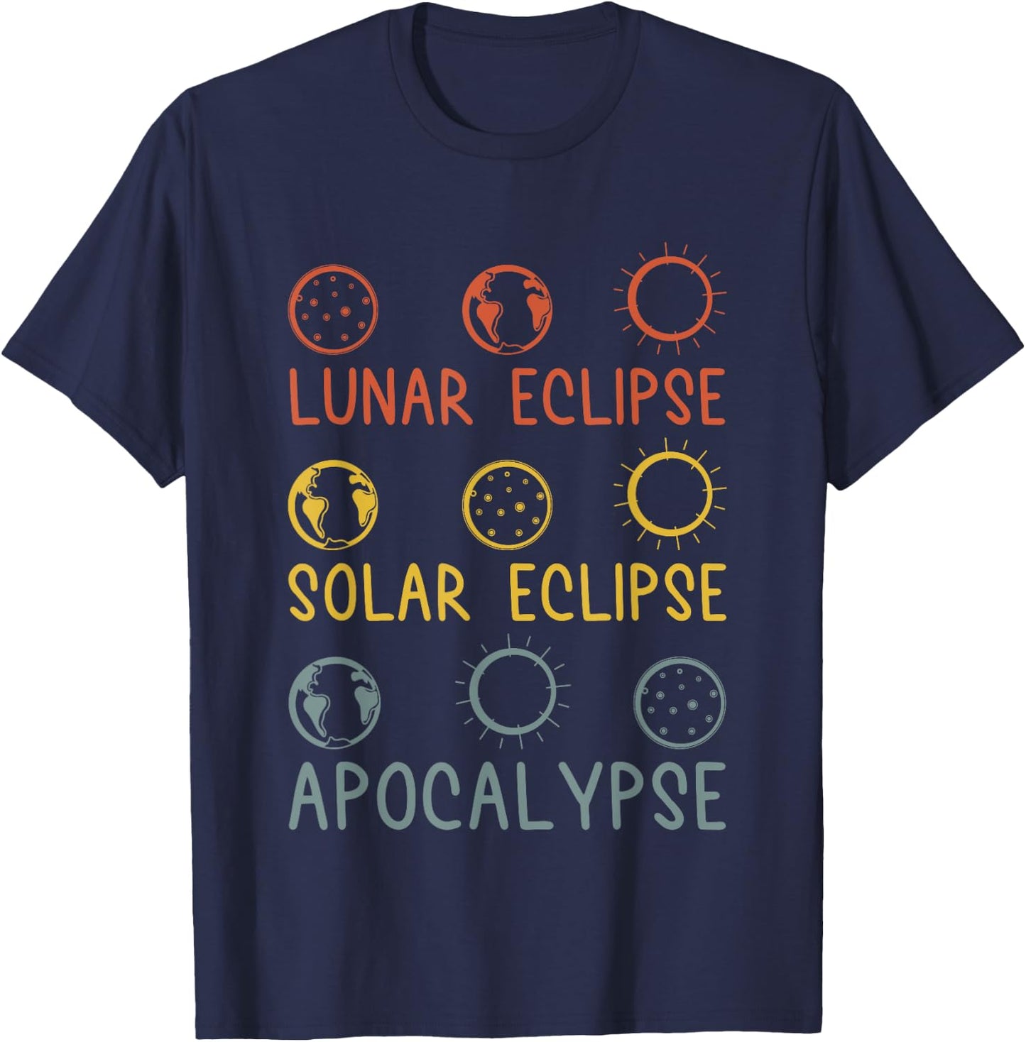 Solar Lunar Eclipse Apocalypse Celestial Event Diagram T-Shirt - T-Shirt | Navy