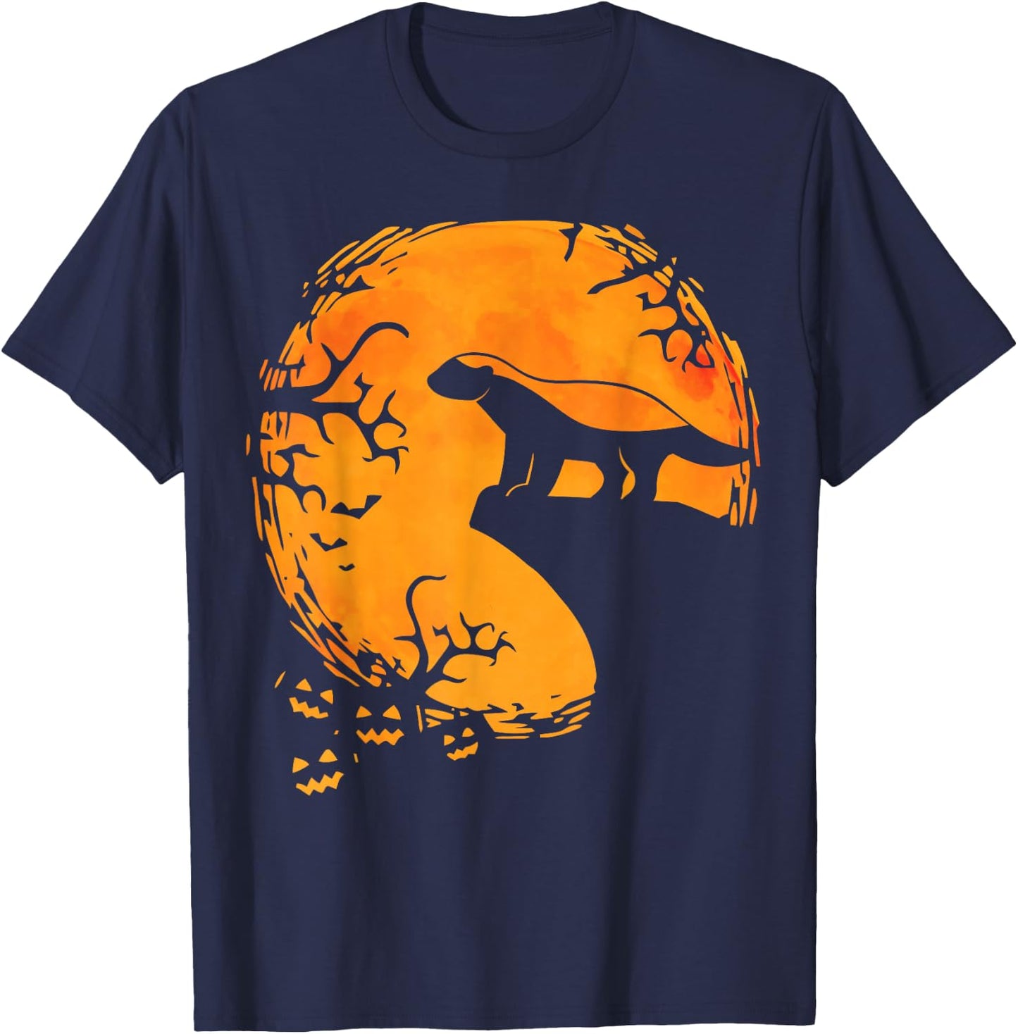 Honey Badger Halloween Moon Silhouette Spooky Honey Badger T-Shirt - T-Shirt | Navy