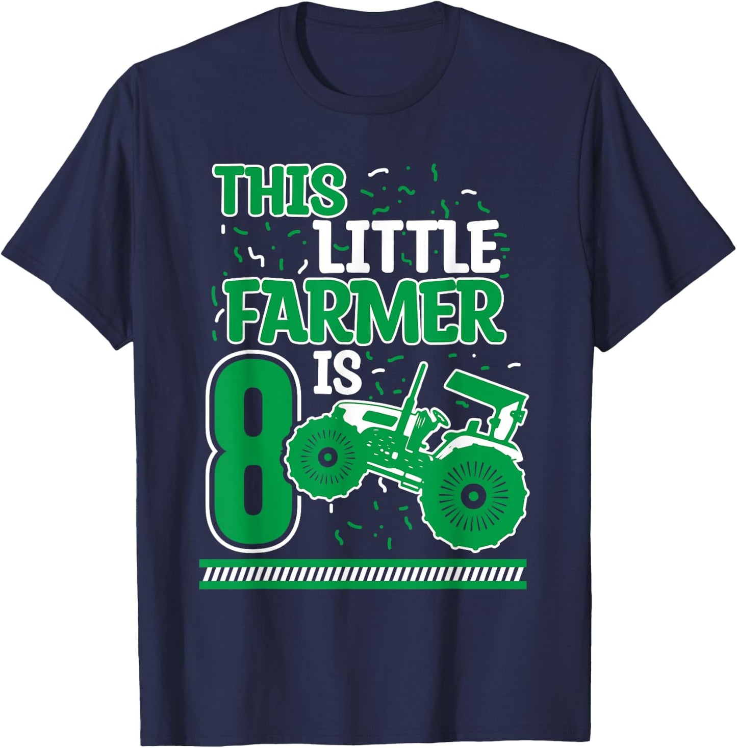 8 Years Old Boy Tractor Little Farmer 8th Birthday Kids T-Shirt - T-Shirt | Navy