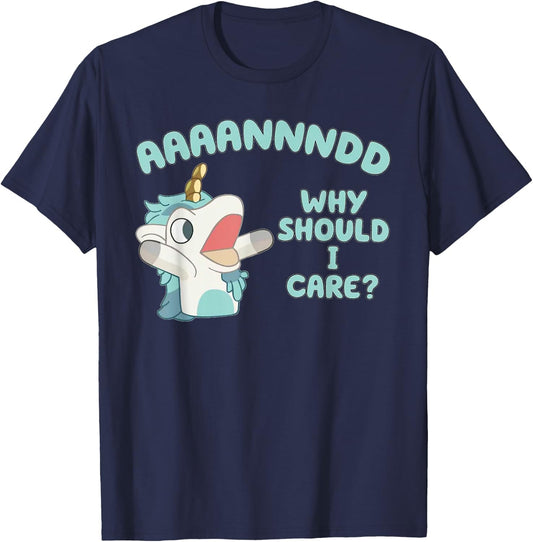 And Why Should I Care? Funny Sarcastic Unicorn T-Shirt - T-Shirt | Navy