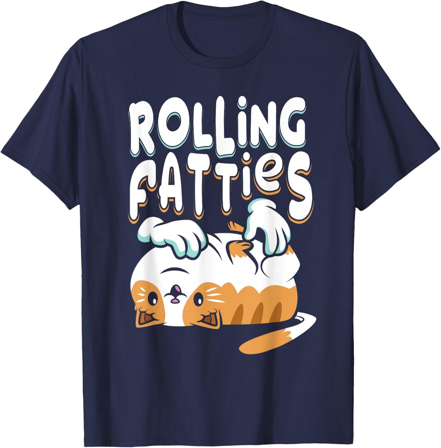 Rolling Fatties Chonk Cat Lover Gift Cat Mum Cat T-Shirt - T-Shirt | Navy