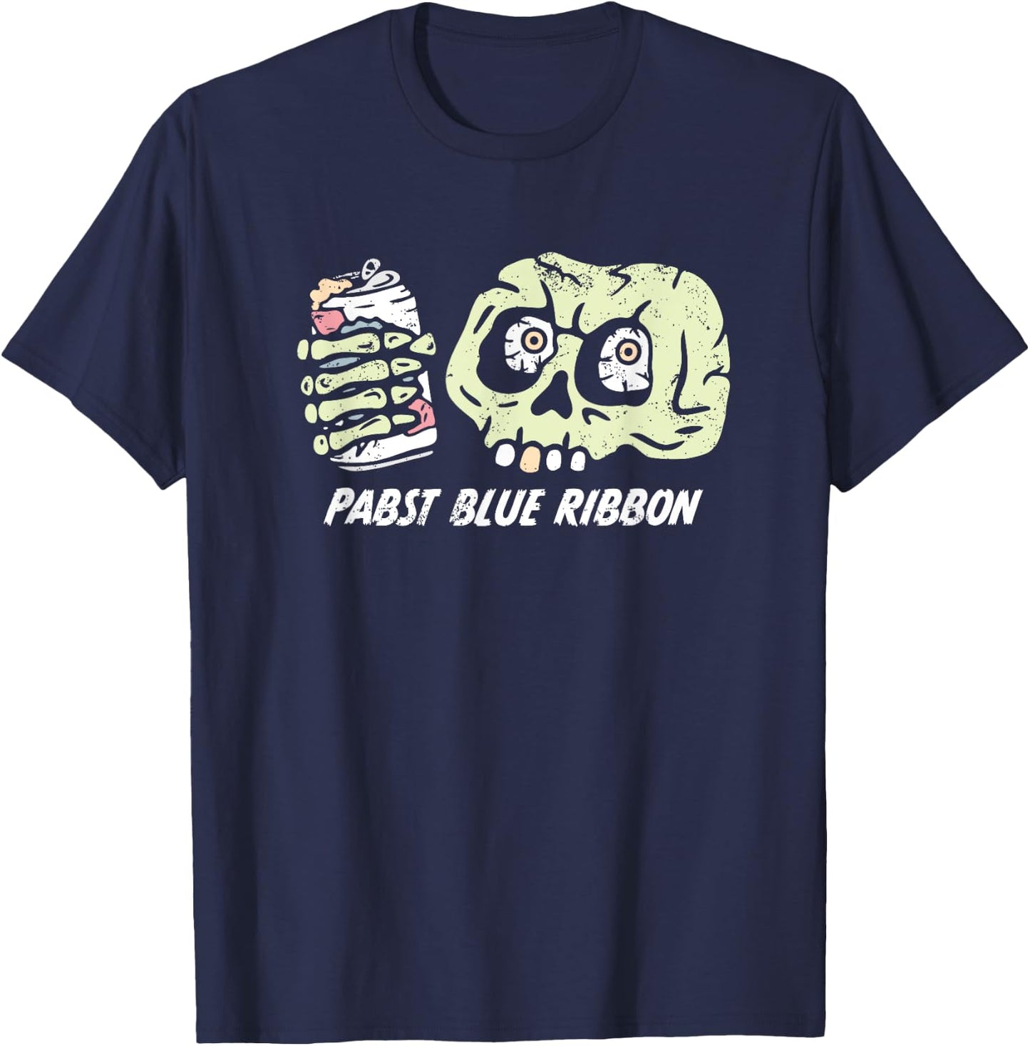Pabst Blue Ribbon | Halloween Skull Can T-Shirt - T-Shirt | Navy