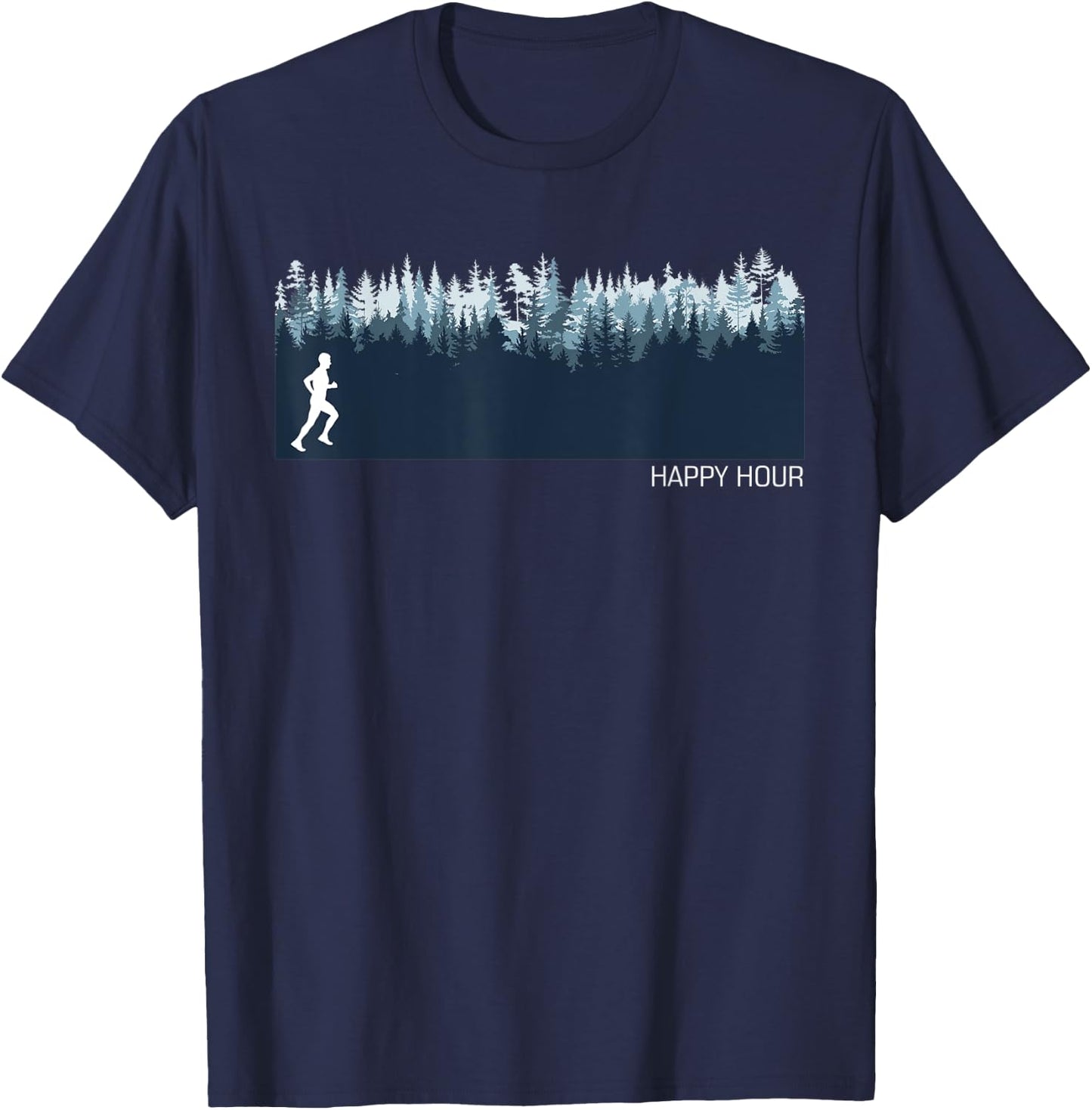 Happy Hour Running Runner Funny Men I Like Running Everyday T-Shirt - T-Shirt | Navy