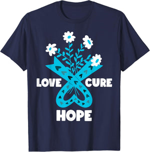 Faith Hope Love Cure Ovarian Cancer Awareness Teal Ribbon T-Shirt - T-Shirt | Navy