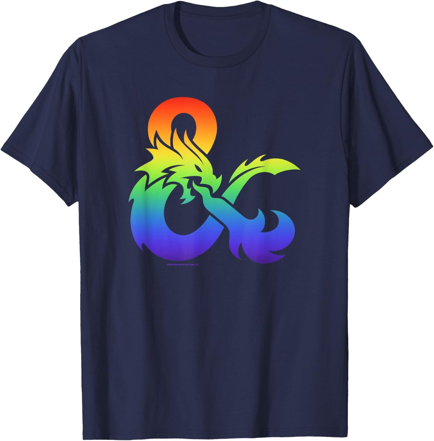 Dungeons & Dragons Gradient Rainbow Pride Logo T-Shirt - T-Shirt | Navy