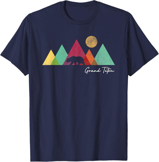 Grand Teton National Park Bear Mountains Souvenir Hiking T-Shirt - T-Shirt | Navy