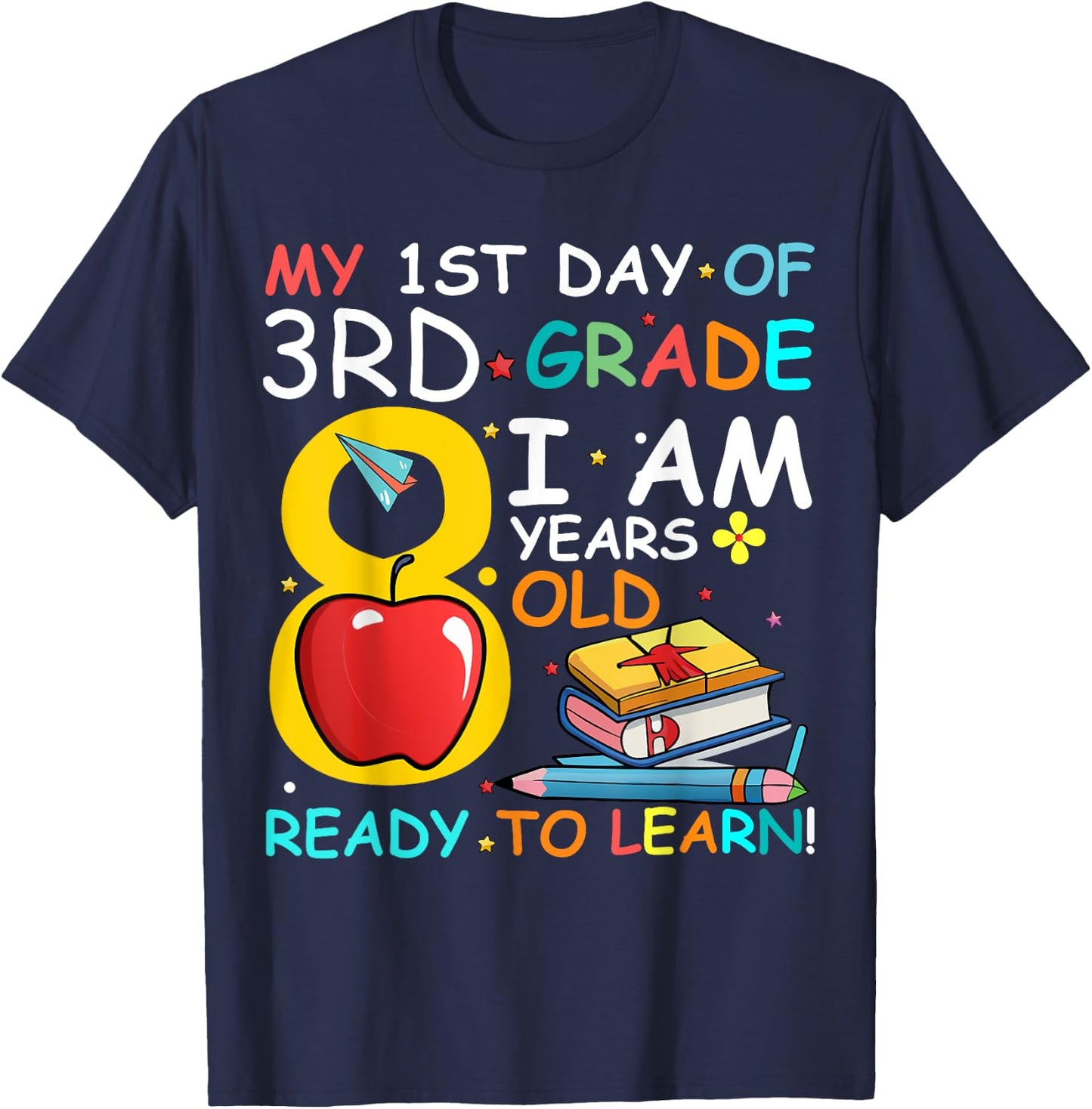 First Day Of 3rd Grade Boys Girls Back To School T-Shirt - T-Shirt | Navy